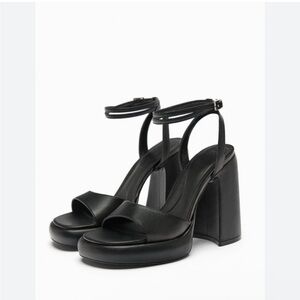 Zara Black PU Platform Sandals